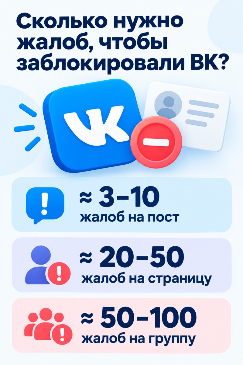 сколько нужно жалоб чтобы заблокировали вк