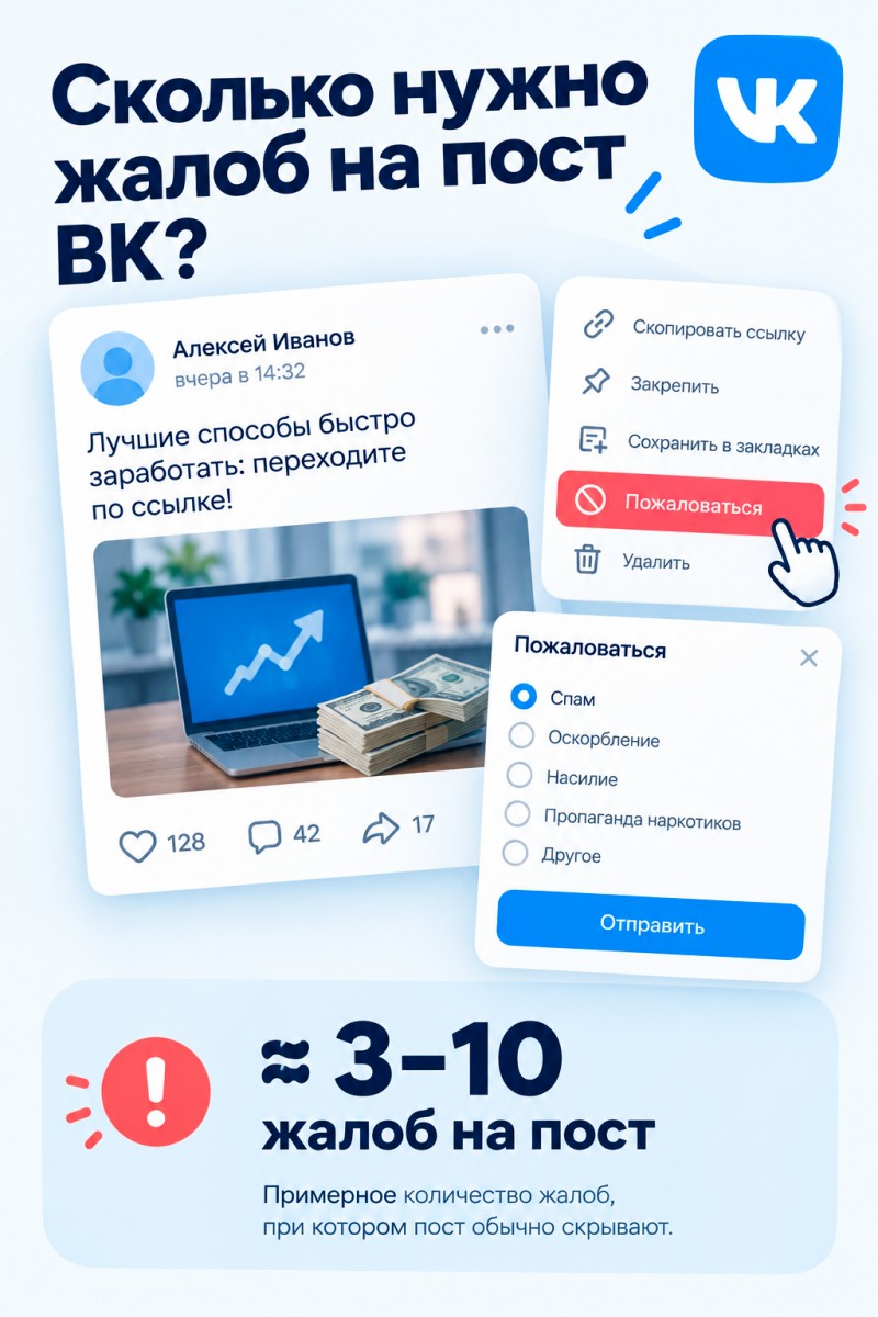 сколько нужно жалоб вк на пост