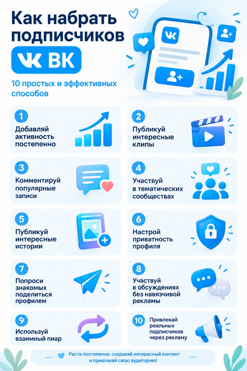 набрать подписчиков в вк на страницу