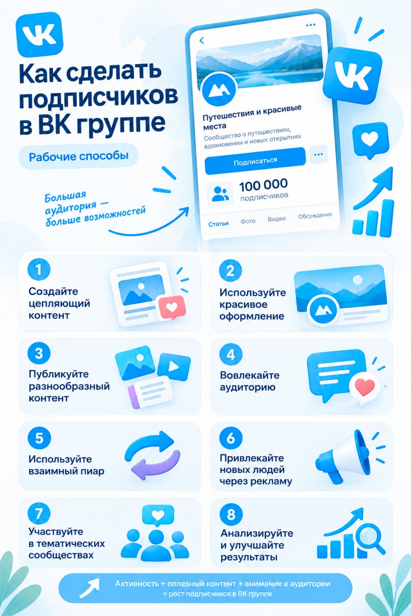 как сделать подписчиков в вк группе